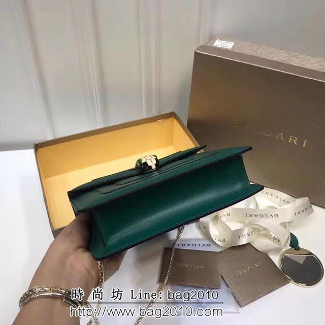 BVLGARI寶格麗 專櫃新款 蛇頭扣環 單層蛇頭包 鏈條單肩斜挎包 祖母綠 B283558 FYD1313